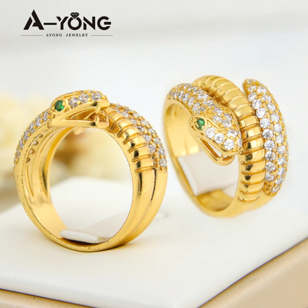 New Arrivals Snake Ring Women′ S Many Shape Zirconia Stone 18K Gold Plated Rings