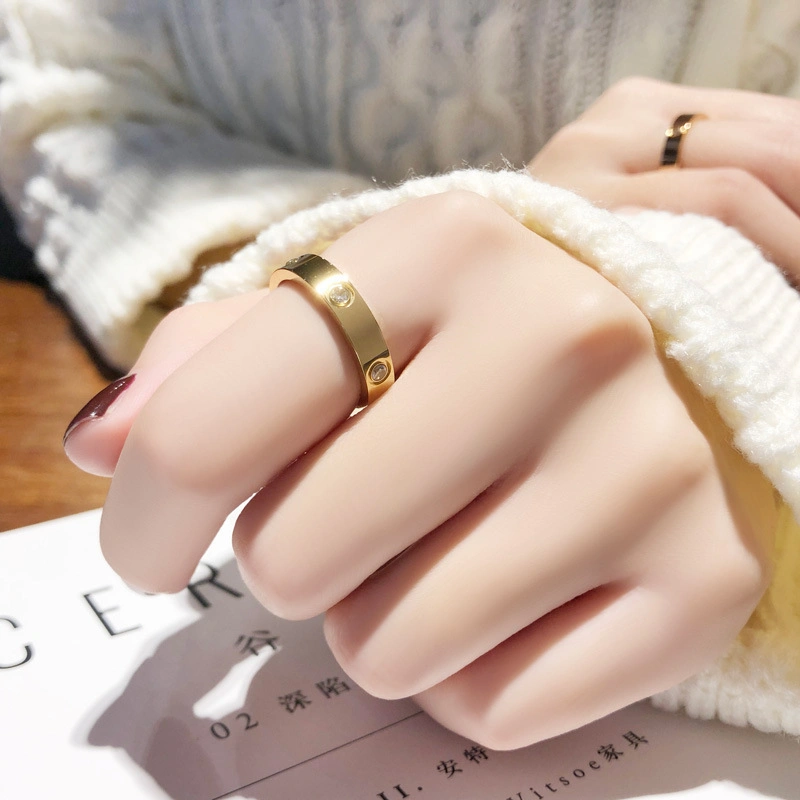 Fashion Fine Gold Plated Heart Brand Rings Luxury Stainless Steel Designer Jewelry Rings for Women Men