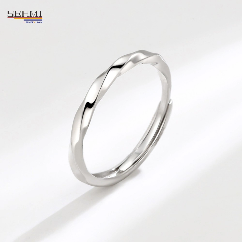 S925 Silver Ring Mobius Ring Open Couple Ring Valentine′s Day Gift