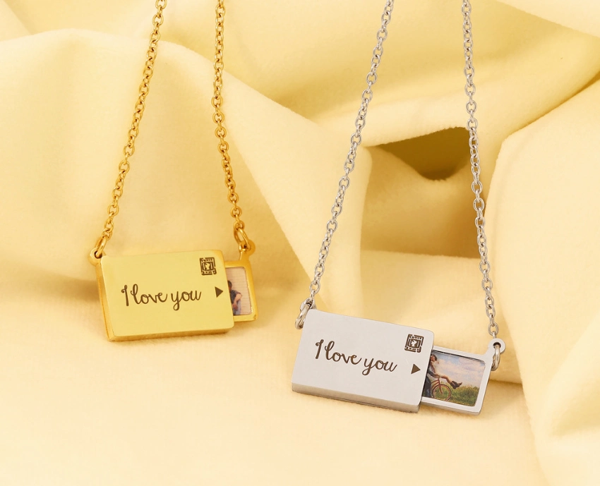 Manufacturer Silver Gold Customizable Photo Envelope Necklace Jewelry Decoration Wholesale