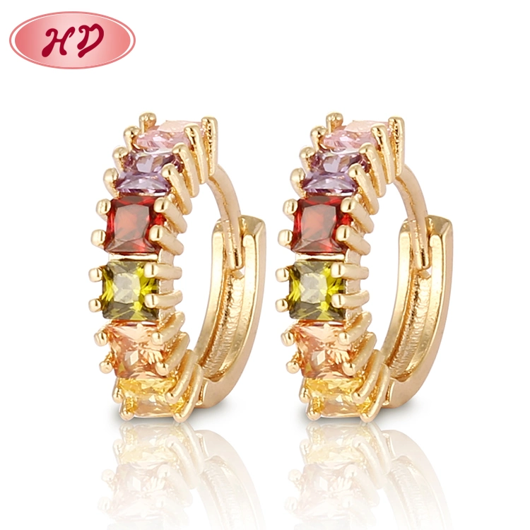 Fashion Silver Alloy 18K Gold Plated Hoop Huggie CZ Earrings with Pearl Crystal for Women