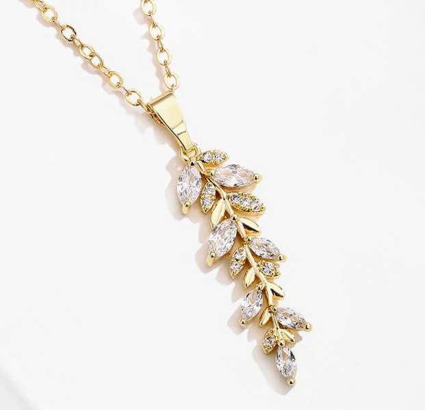 Wedding Pear CZ Necklace Jewelry, Bridal Pear CZ Neckalce Jewelry Set, Rose Gold CZ Necklace