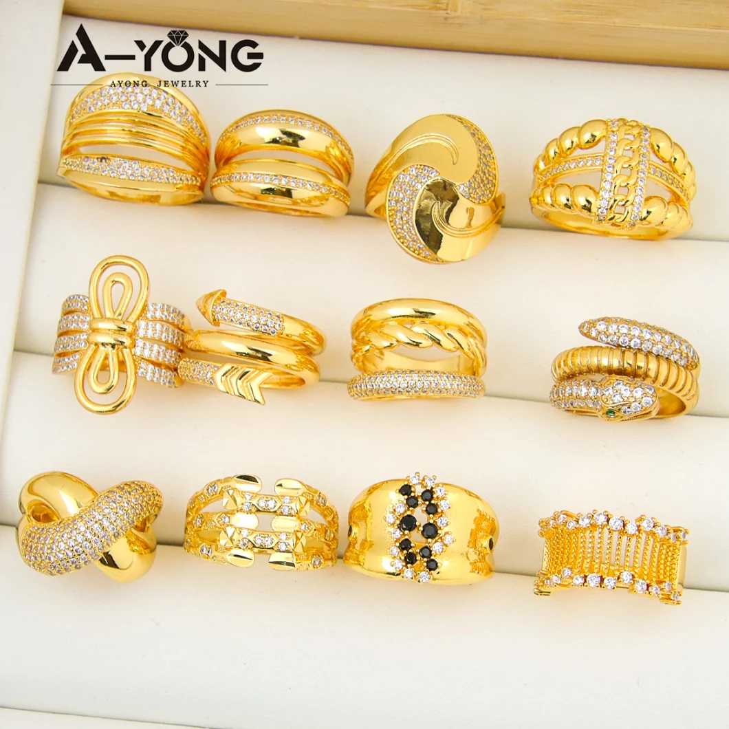 New Arrivals Snake Ring Women′ S Many Shape Zirconia Stone 18K Gold Plated Rings