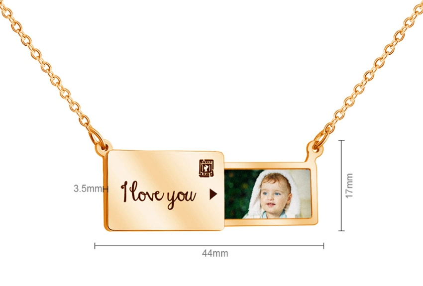 Manufacturer Silver Gold Customizable Photo Envelope Necklace Jewelry Decoration Wholesale