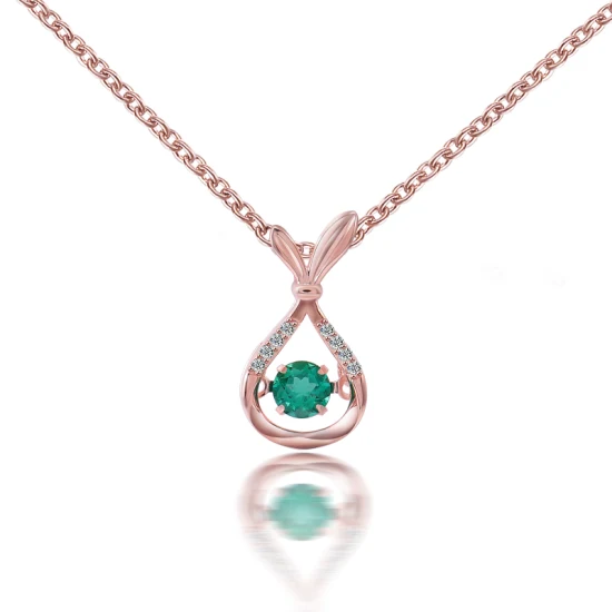 Collana di pere di smeraldi coltivate in laboratorio con gemme di Provenza personalizzate in argento sterling 925 placcato in oro rosa 5A con zirconi cubici